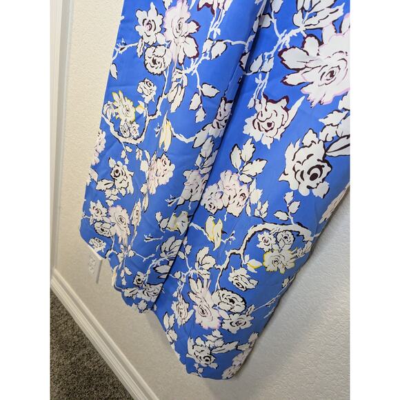 DIANE VON FURSTENBERG Alexander Pant Wide Leg Button Zip Blue Floral Women Small - Picture 5 of 12
